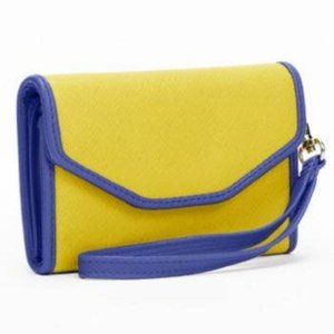 Cell Phone Case Wallet Wristlet 5" x 3" Yellow Blu